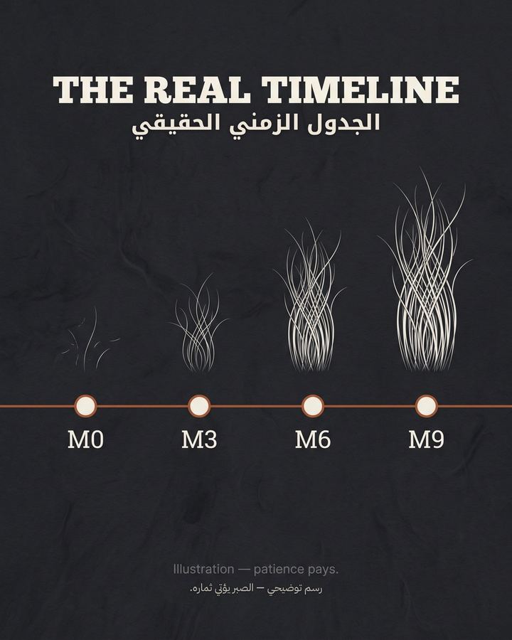 The real timeline. Illustration, not a patient photo.